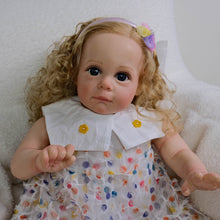 画像をギャラリービューアに読み込む, PINKY REBORN Adorable 24-Inch Huggable Baby Doll Soft Body with Vinyl Limbs Rooted Blonde Hair Blue-Violet Eyes Dressed in Delicate Dress
