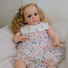 画像をギャラリービューアに読み込む, PINKY REBORN Adorable 24-Inch Huggable Baby Doll Soft Body with Vinyl Limbs Rooted Blonde Hair Blue-Violet Eyes Dressed in Delicate Dress
