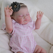 Load image into Gallery viewer, August 19 Inch Hand-Painted Reborn Baby Doll with Closed Eyes  Soft Body Vinyl Limbs in Pink Outfit Headband Realistic Sleeping Newborn Gift
