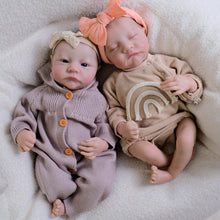 Cargar imagen en el visor de la galería, 19&quot; Twin Baby Dolls Set - Sleeping Eyes, Hand-Painted Hair &amp; Cloth Bodies | Full Limbs for Cuddling | Matching Outfits Included
