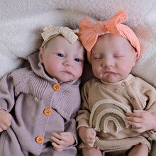Cargar imagen en el visor de la galería, 19&quot; Twin Baby Dolls Set - Sleeping Eyes, Hand-Painted Hair &amp; Cloth Bodies | Full Limbs for Cuddling | Matching Outfits Included
