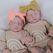 Cargar imagen en el visor de la galería, 19&quot; Twin Baby Dolls Set - Sleeping Eyes, Hand-Painted Hair &amp; Cloth Bodies | Full Limbs for Cuddling | Matching Outfits Included
