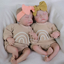Cargar imagen en el visor de la galería, 19&quot; Twin Baby Dolls Set - Sleeping Eyes, Hand-Painted Hair &amp; Cloth Bodies | Full Limbs for Cuddling | Matching Outfits Included
