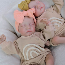 Cargar imagen en el visor de la galería, 19&quot; Twin Baby Dolls Set - Sleeping Eyes, Hand-Painted Hair &amp; Cloth Bodies | Full Limbs for Cuddling | Matching Outfits Included

