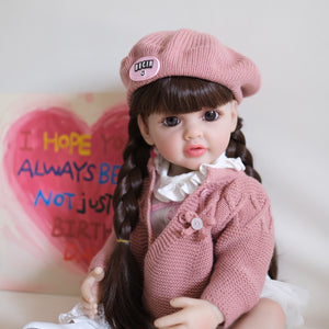 23 Inch Lovely Adorable Newborn Baby Dolls Girl Lifelike Full Body Silicone Cuddly Baby Doll Toddler Reborn Baby Dolls Gift