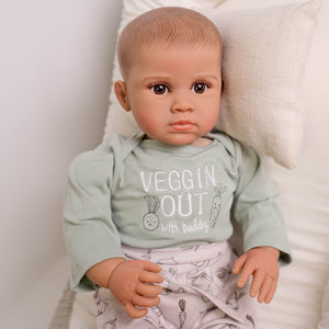 Reuben 22 inch  newborn size dolls soft cloth body reborn dolls weighted babydolls ,hand-painted hair ,brown eyes, dark brown skin