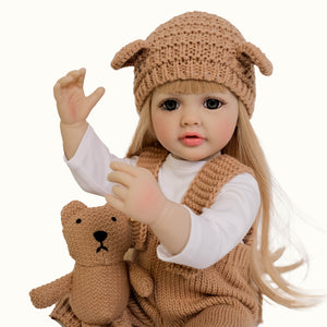Betty 22 Inch 55CM Lovely Newborn Baby Dolls Girl Adorable Lifelike Reborn Baby Dolls Full Silicone Body Toddler Doll Girl Born Toy with Long Hair for Girls Birthday