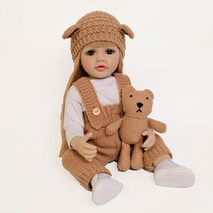 Betty 22 Inch 55CM Lovely Newborn Baby Dolls Girl Adorable Lifelike Reborn Baby Dolls Full Silicone Body Toddler Doll Girl Born Toy with Long Hair for Girls Birthday