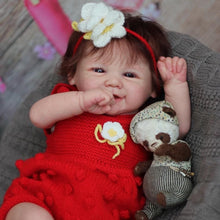 Load image into Gallery viewer, Vivienne 19inch Reborn Baby Doll with Brown Hair, Soft Body, Red Outfit - Perfect Christmas Birthday Gift
