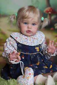 Reborn Baby Dolls Blue Eyes 24 Inch Baby Toddler Girl Bebe Doll Realistic Looking Reborn Baby Doll Vinyl Soft Silicone Babies With Blonde Hair Toys doll kid gift hyper realistic reborns