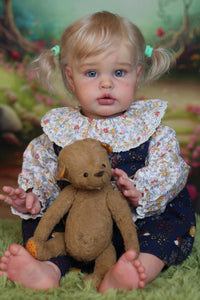 Reborn Baby Dolls Blue Eyes 24 Inch Baby Toddler Girl Bebe Doll Realistic Looking Reborn Baby Doll Vinyl Soft Silicone Babies With Blonde Hair Toys doll kid gift hyper realistic reborns