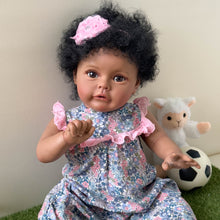 Laden Sie das Bild in den Galerie-Viewer, 24 Inch Adorable Realistic Reborn Toddler Doll Black African American Baby Dolls Cuddly Lifelike Newborn Baby Doll Girls Suesue
