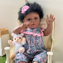 Carregar imagem no visualizador da galeria, 24 Inch Adorable Realistic Reborn Toddler Doll Black African American Baby Dolls Cuddly Lifelike Newborn Baby Doll Girls Suesue

