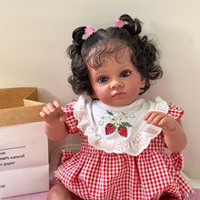 Загрузить изображение в средство просмотра галереи, 23 Inch Lovely Realistic Reborn Toddler Doll Soft Cloth Body Black African American Huggable Lifelike Newborn Baby Doll Girls Suesue
