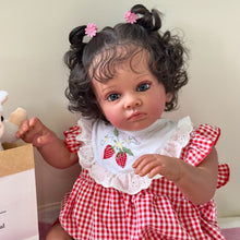 Carica l&#39;immagine nel visualizzatore di Gallery, 23 Inch Lovely Realistic Reborn Toddler Doll Soft Cloth Body Black African American Huggable Lifelike Newborn Baby Doll Girls Suesue
