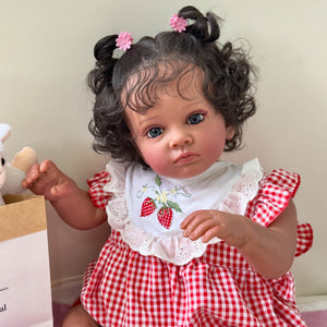 23 Inch Lovely Realistic Reborn Toddler Doll Soft Cloth Body Black African American Huggable Lifelike Newborn Baby Doll Girls Suesue