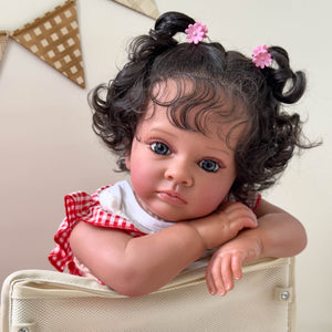 23 Inch Lovely Realistic Reborn Toddler Doll Soft Cloth Body Black African American Huggable Lifelike Newborn Baby Doll Girls Suesue