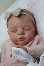 画像をギャラリービューアに読み込む, 19 inch realistic reborn baby dolls Hand-Painted Fabric Doll Irys Purple Footed Pajamas Set Plaid Bear Collector&#39;s Companion toys for kids 3+
