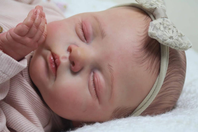19 inch realistic reborn baby dolls Hand-Painted Fabric Doll Irys Purple Footed Pajamas Set Plaid Bear Collector's Companion toys for kids 3+