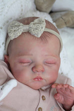 画像をギャラリービューアに読み込む, 19 inch realistic reborn baby dolls Hand-Painted Fabric Doll Irys Purple Footed Pajamas Set Plaid Bear Collector&#39;s Companion toys for kids 3+

