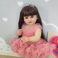 Carica l&#39;immagine nel visualizzatore di Gallery, 22 Inch Adorable Newborn Baby Doll Cuddly Toddler Realistic Reborn Girl Silicone Doll Full Body Gift for Kids
