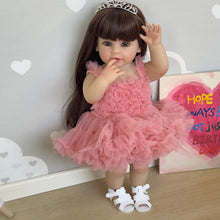 画像をギャラリービューアに読み込む, 22 Inch Adorable Newborn Baby Doll Cuddly Toddler Realistic Reborn Girl Silicone Doll Full Body Gift for Kids
