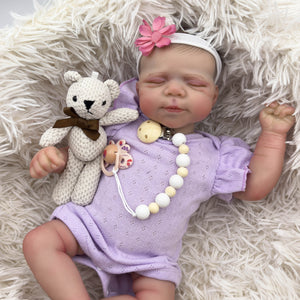 19" Hand-Painted Twin Baby Dolls Pascale Set - Pink & Purple Lace Outfits + Bears (48cm Fabric Body)