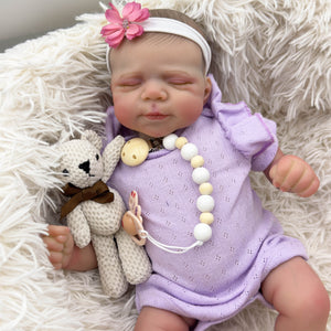 19" Hand-Painted Twin Baby Dolls Pascale Set - Pink & Purple Lace Outfits + Bears (48cm Fabric Body)