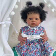 Carica l&#39;immagine nel visualizzatore di Gallery, 20 inch Lovely Reborn Baby Girl Soft Cloth Body Dark Brown Skin African American Realistic Baby Doll Girl
