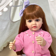 Carica l&#39;immagine nel visualizzatore di Gallery, 22 Inch Adorable Newborn Baby Doll Beautiful Toddler Lifelike Reborn Girl Full Silicone Body Doll Girl
