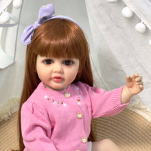Carica l&#39;immagine nel visualizzatore di Gallery, 22 Inch Adorable Newborn Baby Doll Beautiful Toddler Lifelike Reborn Girl Full Silicone Body Doll Girl
