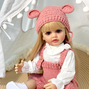 22 Inch Lovely Newborn Baby Dolls Girl Adorable Lifelike Reborn Baby Dolls Full Silicone Body Toddler Doll Girl