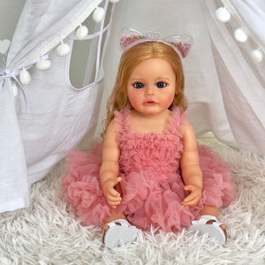 22 inch Lovely Lifelike Reborn Toddler Baby Dolls Full Silicone Body Realistic Newborn Baby Doll Girls