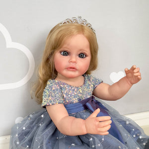 22 inch Realistic Reborn Baby Dolls Girl Full Silicone Adorable Lifelike Newborn Toddler Baby Dolls Gift for Kids