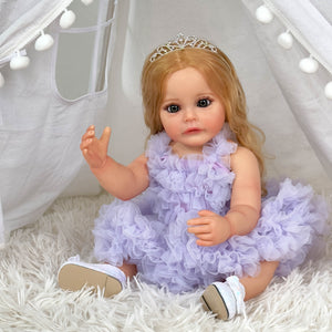 22 inch Realistic Newborn Baby Dolls Girl Full Silicone Lovely Lifelike Reborn Toddler Baby Dolls Birthday Gift for Kids
