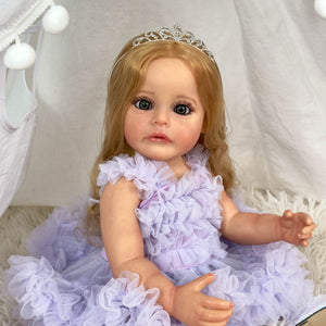 22 inch Realistic Newborn Baby Dolls Girl Full Silicone Lovely Lifelike Reborn Toddler Baby Dolls Birthday Gift for Kids