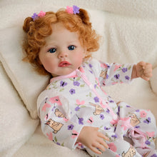 Cargar imagen en el visor de la galería, 48cm Meadow Reborn Baby Doll - Golden Curly Hair, Blue Eyes &amp; Pink Gingham Romper
