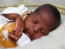 Загрузить изображение в средство просмотра галереи, 20 Inch Black African American Realistic Newborn Baby Dolls Biracial Lifelike Reborn Toddler Sleeping Baby Doll Birthday Xmas Gift
