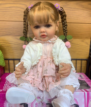 画像をギャラリービューアに読み込む, 22 Inch Lovely Newborn Baby Doll Cuddly Toddler Reborn Girl Silicone Doll Full Body Gift
