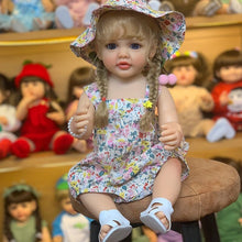 Carregar imagem no visualizador da galeria, 22 Inch Lovely Newborn Baby Doll Cuddly Toddler Reborn Girl Silicone Doll Full Body Gift
