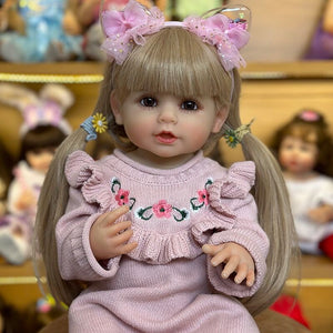 22 Inch Lovely Reborn Baby Doll Girls CuteToddler Newborn Girl Silicone Doll Full Body Gift