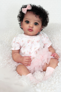 23 Inch Adorable  Realistic Reborn Toddler Doll Soft Cloth Body Black Skin African American Huggable Lifelike Newborn Baby Doll Girls Gift