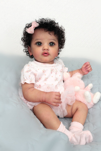 23 Inch Adorable  Realistic Reborn Toddler Doll Soft Cloth Body Black Skin African American Huggable Lifelike Newborn Baby Doll Girls Gift