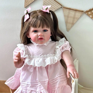 24 Inch Lovely Handmade Lifelike Reborn Toddler Dolls Newborn Reborn Baby Doll Girl Weighted Cloth Body Birthday Gift for Kids