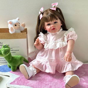 24 Inch Lovely Handmade Lifelike Reborn Toddler Dolls Newborn Reborn Baby Doll Girl Weighted Cloth Body Birthday Gift for Kids