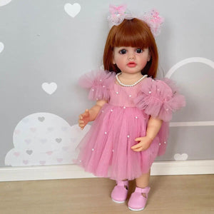 22 Inch Lifelike Adorable Newborn Baby Doll Realistic Lovely Reborn Girl Silicone Vinyl Doll Full Body Gift for Kids