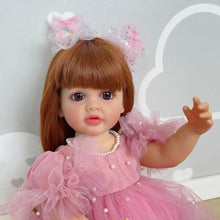 Загрузить изображение в средство просмотра галереи, 22 Inch Lifelike Adorable Newborn Baby Doll Realistic Lovely Reborn Girl Silicone Vinyl Doll Full Body Gift for Kids
