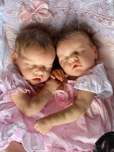 18 Inch Lovely Sleeping Reborn Baby Dolls Girls Twins Soft Silicone Cuddly Lifelike Reborn Baby Dolls Realistic Newborn Baby Dolls Girls Twins Gift for Kids
