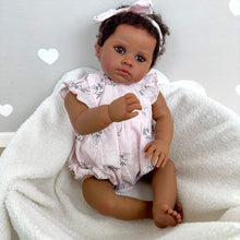 Carregar imagem no visualizador da galeria, 22 Inch Dark Brown Skin Reborn Toddler Handmade Reborn Baby Dolls Cuddly Newborn Baby Doll Girl
