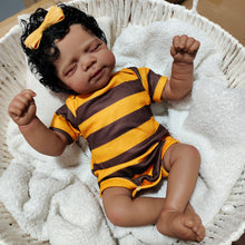 Load image into Gallery viewer, 18 Inch Lifelike Sleepping Reborn Baby Dolls Cute Bee Costume Doll Soft Cloth Body Africa-American Babydolls Girl Toys Gifts
